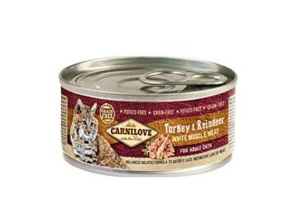 Konzerva CARNILOVE Turkey & Reindeer for Adult Cats 100g