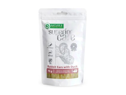 NATURE´S PROTECTION Dog Superior Care Snack králičí uši s kachnou 75g (DOPRODEJ)