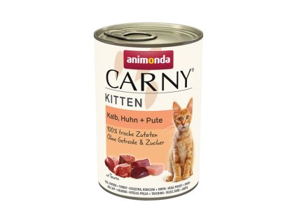Konzerva CARNY Kitten hovězí, telecí a kuřecí 400g (DOPRODEJ)