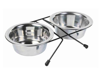 Nerezová dvojmiska TRIXIE v kovovém stojánku 2x0,45l (12cm)
