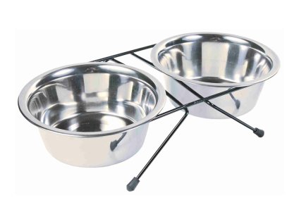 Nerezová dvojmiska TRIXIE v kovovém stojánku 2x0,75l (15cm)