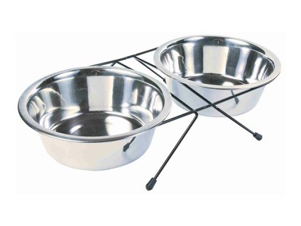 Nerezová dvojmiska TRIXIE v kovovém stojánku 2x1,8l (20cm)