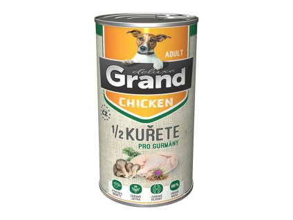 Konzerva GRAND Deluxe Dog Adult 100% Kuřecí s 1/2 kuřete 1300g