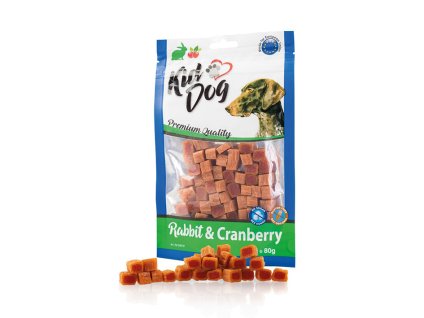 KIDDOG mini kostičky s králíkem a brusinkami 80g