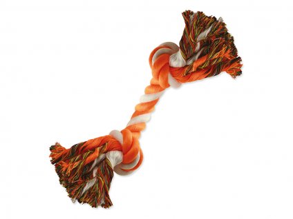 Hračka DOG FANTASY bavlna - uzel oranžovo-bílý 20cm (2 uzle)