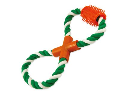 Hračka DOG FANTASY bavlna - přetahovadlo zeleno-bílé osmička 25cm (DOPRODEJ)