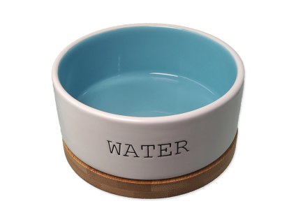 Keramická miska DOG FANTASY Water s bambusovým protiskluzovým podtáckem 13x5,5cm (400ml)