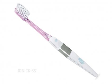 Ionizační zubní kartáček IONICKISS Original bílý s hlavicí Soft Flat růžová (měkká rovná)