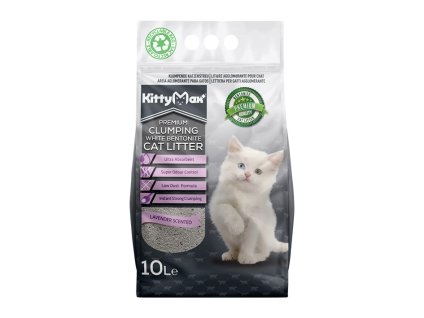 Podestýlka KITTYMAX Lavender hrudkující bezprašný bílý bentonit 10l