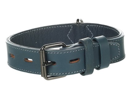 Obojek FLAMINGO Denver kožený modrý (S/M) 3,5x34-44cm