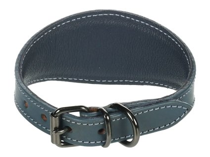 Obojek FLAMINGO Denver kožený extra široký modrý (M) 5,5x31-38cm