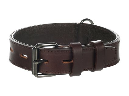 Obojek FLAMINGO Denver kožený hnědý (S/M) 3,5x34-44cm