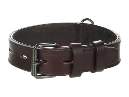 Obojek FLAMINGO Denver kožený hnědý (XXL) 4,5x56-73cm