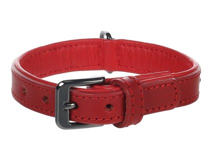 Obojek FLAMINGO Denver kožený se cvoky červený (S) 2,2x25-31cm