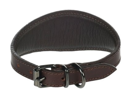 Obojek FLAMINGO Denver kožený extra široký hnědý (S/M) 5x26-32cm