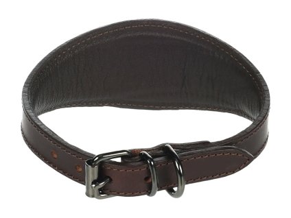 Obojek FLAMINGO Denver kožený extra široký hnědý (M) 5,5x31-38cm