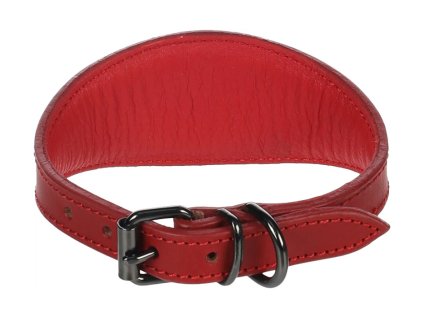 Obojek FLAMINGO Denver kožený extra široký červený (M) 5,5x31-38cm