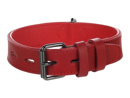 Obojek FLAMINGO Denver kožený červený (S/M) 3,5x34-44cm