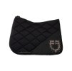 Drezurní podsedlová dečka EQUESTRO Rhinestone Logo černá DR (DOPRODEJ)