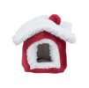 Vánoční domek pro hlodavce TRIXIE Cuddly Cave červený/bílý pro osmáka 23x18x24cm