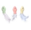 Hračka pro kočky FLAMINGO - Poppy rybička s peřím 18x5x2,3cm (MIX BAREV)
