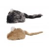 Hračka pro kočky FLAMINGO - plyšová hnědá myš s catnipem 5cm (4ks) (MIX BAREV)