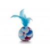 Hračka pro kočky JK - plyšový míček s modrým pírkem 4,5cm