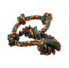 Hračka DOG FANTASY bavlna - uzel barevný 95cm (5 uzlů)