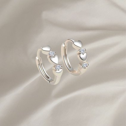 Postříbřené náušnice se srdíčky