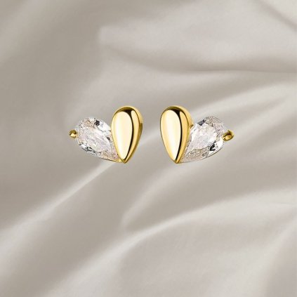 Pár puzetových naušnic srdíčka se zirkony