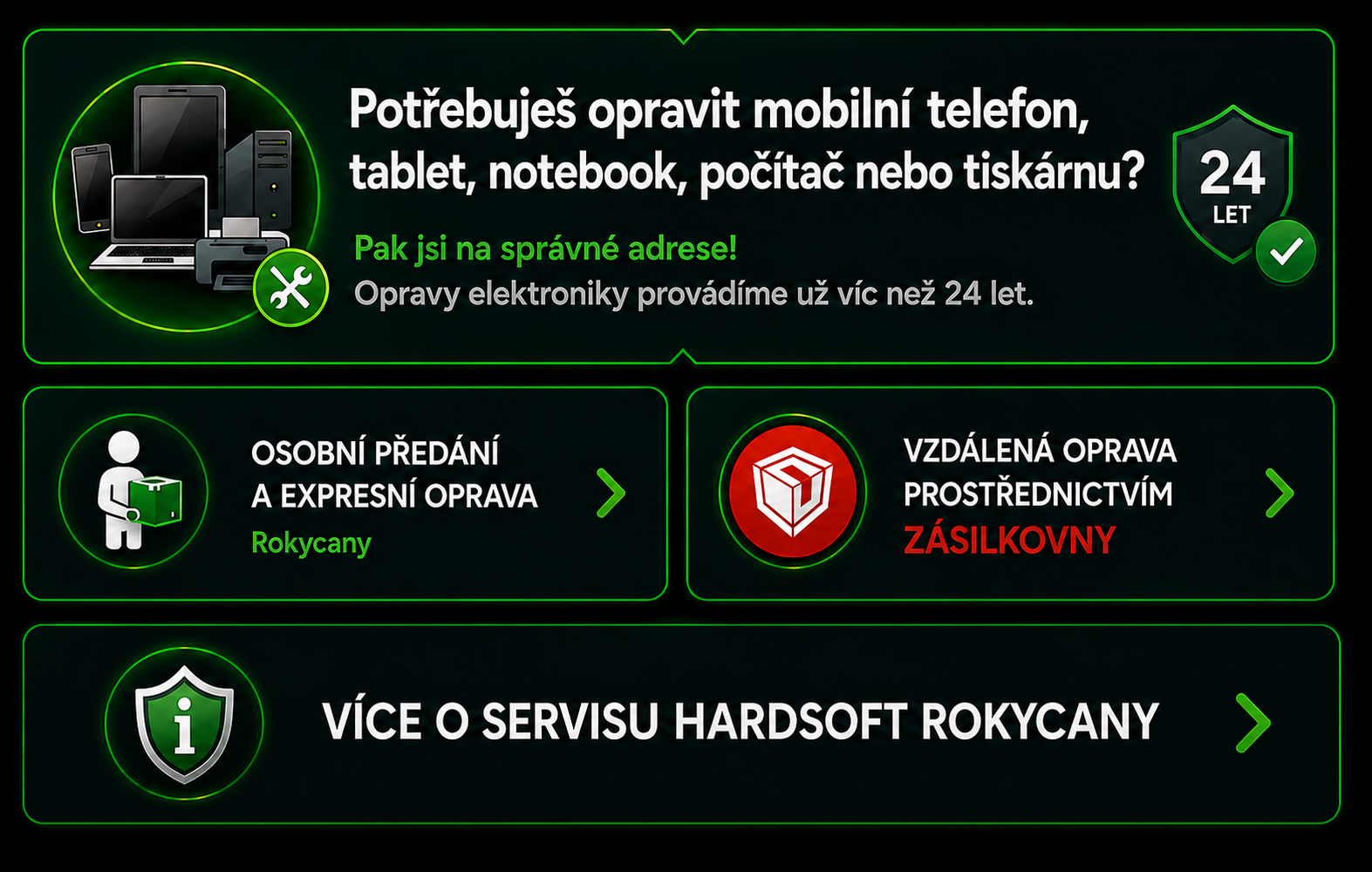 HARDSOFT - Opravy - mobilní telefony, počítače, tiskárny a další