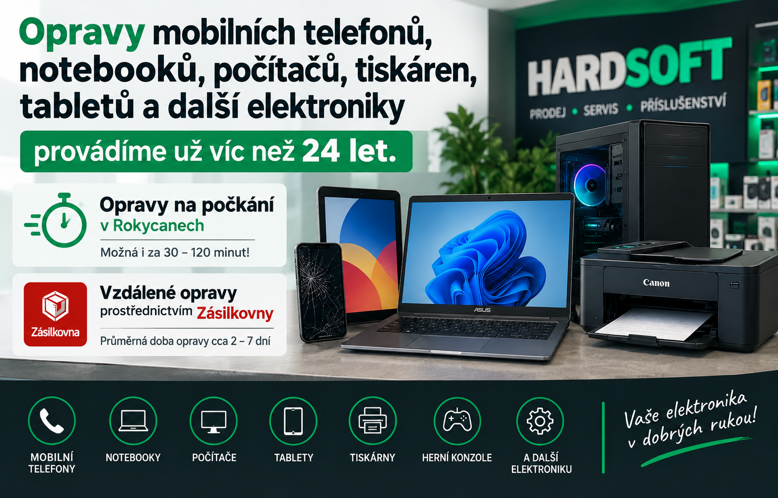 HARDSOFT - Opravy - mobilní telefony, počítače, tiskárny a další