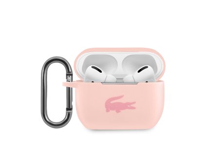 Lacoste Liquid Silicone Glossy Printing Logo Pouzdro pro Airpods Pro Pink
