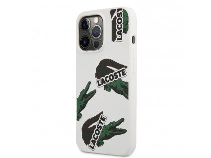 Lacoste Liquid Silicone Allover Pattern Kryt pro iPhone 13 Pro White