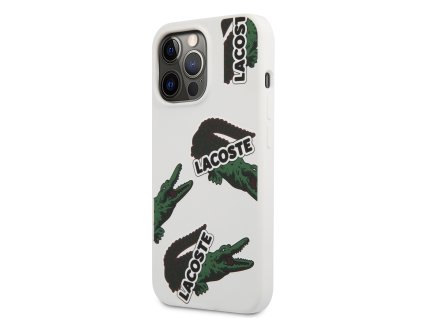 Lacoste Liquid Silicone Allover Pattern Kryt pro iPhone 13 Pro Max White