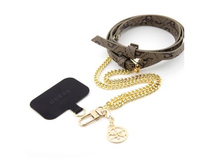 Guess Crossbody Popruh PU 4G Chain with Charm Gold/Brown