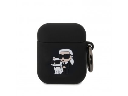 Karl Lagerfeld 3D Logo NFT Karl and Choupette Silikonové Pouzdro pro AirPods 1/2 Black