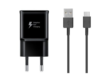 EP-TA200EBE + EP-DG970BBE Samsung 15W Cestovní nabíječka + USB-C Datový Kabel Black (OOB Bulk)