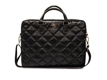 Guess PU Quilted 4G Metal Logo Computer Bag 15/16" Black