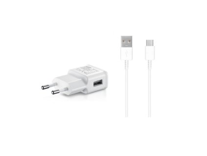 EP-TA200EWE + EP-DR140AWE Samsung 15W Cestovní nabíječka + USB-C Datový Kabel White (OOB Bulk)