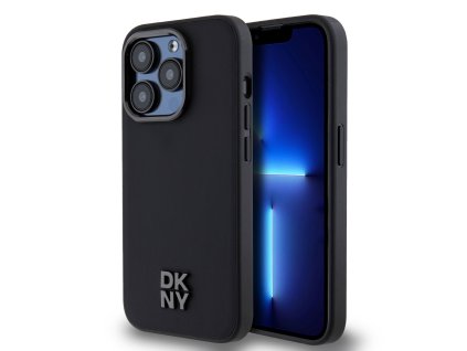 DKNY PU Leather Stack Logo Magsafe Zadní Kryt pro iPhone 15 Pro Black