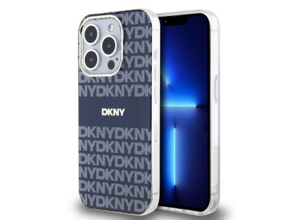 DKNY PC/TPU Repeat Pattern Tonal Stripe Magsafe Zadní Kryt pro iPhone 15 Pro Blue
