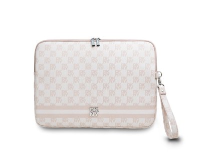 DKNY PU Leather Checkered Pattern and Stripe Obal na Notebook 13/14" Pink