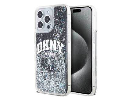 DKNY Liquid Glitter Arch Logo Zadní Kryt pro iPhone 15 Pro Max Black