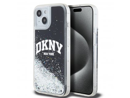 DKNY Liquid Glitter Arch Logo Zadní Kryt pro iPhone 14 Black