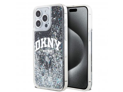 DKNY Liquid Glitter Arch Logo Zadní Kryt pro iPhone 14 Pro Black