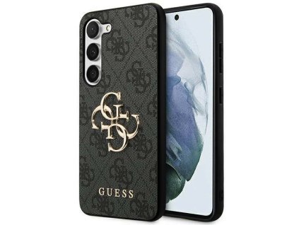 Guess PU 4G Metal Logo Zadní Kryt pro Samsung Galaxy A55 5G Grey