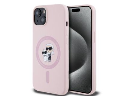 Karl Lagerfeld Liquid Silicone Karl and Choupette Magsafe Zadní Kryt pro iPhone 14 Pink