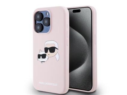 Karl Lagerfeld Liquid Silicone Double Heads Magsafe Zadní Kryt pro iPhone 15 Pro Max Pink