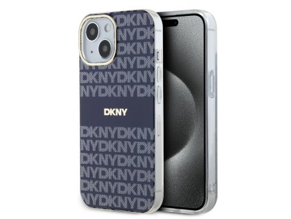 DKNY PC/TPU Repeat Pattern Tonal Stripe Magsafe Zadní Kryt pro iPhone 15 Blue